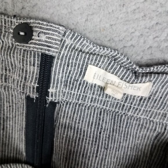 Eileen Fisher Skirt Women's Large Gray Striped Organic Hemp A-Line Office Career - Picture 8 of 10